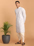 Vastramay Men's Aqua Blue Mirror Kurta Dhoti Set